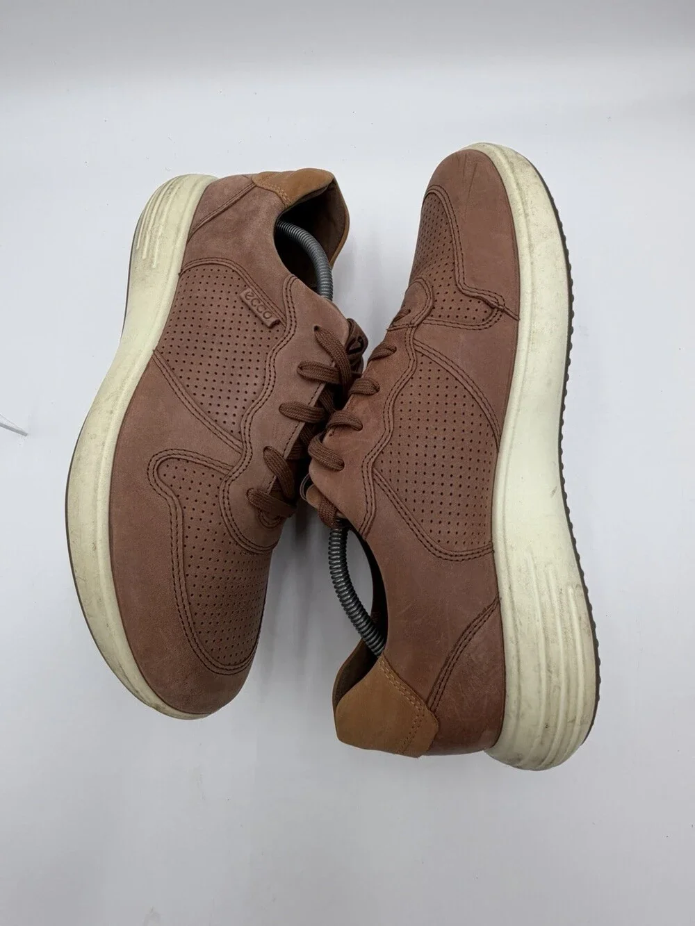 ECCO Men’s Size 11/45 Brown Leather Comfort Shoes Soft 7 Runner  Sneakers